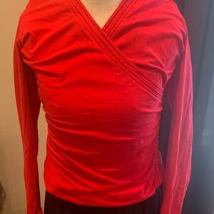 CAbi Cranberry Wrap-Front Long Sleeve Top